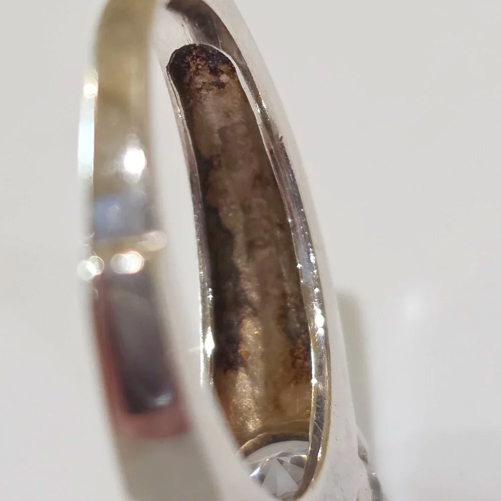 Vintage MCM Round Solitaire Sterling Silver Solitaire 925 GSJ Ring SZ 7